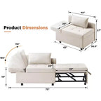 Fauteuil-lit 3-en-1 avec dossier réglable, causeuse pliable, fauteuil inclinable