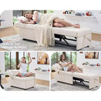 Fauteuil-lit 3-en-1 avec dossier réglable, causeuse pliable, fauteuil inclinable