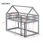 Lit superposé double en bois d'hévéa avec échelle, barrières de sécurité, lit superposé en forme de maison blanc