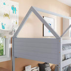 Lits superposés jumeaux avec têtes, pieds de lit et balustrades Gris