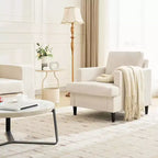 Accent Chair, Linen Living Room Chair, Mid Century Modern Armchair, Comfy Reading Chair, Upholstered Sofa Chair Lounge Chair for Living Room, Bedroom
