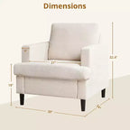Fauteuil d'appoint, Fauteuil de salon en lin, Fauteuil de style moderne du milieu du siècle, Fauteuil de lecture confortable, Fauteuil de salon rembourré pour le salon, la chambre à coucher