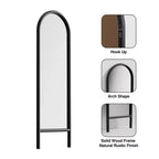 Miroir encadré en bois massif noir, style échelle, avec arc, 21 po l. x 64 po H