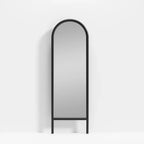 Miroir encadré en bois massif noir, style échelle, avec arc, 21 po l. x 64 po H