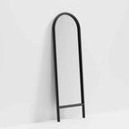 Miroir encadré en bois massif noir, style échelle, avec arc, 21 po l. x 64 po H