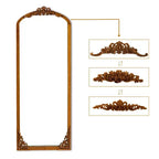 Miroir pleine longueur sculpté DIY rustique encadré en bois massif à arche de 30 po L x 69 po H, couleur or