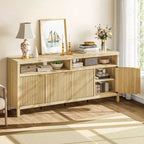 Buffet de salle à manger cannelé de 167 cm avec 4 portes, buffet de cuisine moderne avec portes cannelées