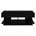 Table basse moderne relevable, 2 tiroirs cachés au fini lustré, table centrale rectangulaire multifonctionnelle pour salon