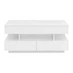 Table basse moderne relevable, 2 tiroirs cachés au fini lustré, table centrale rectangulaire multifonctionnelle pour salon