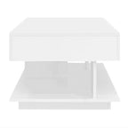 Table basse moderne relevable, 2 tiroirs cachés au fini lustré, table centrale rectangulaire multifonctionnelle pour salon