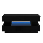 Table basse moderne relevable, 2 tiroirs cachés au fini lustré, table centrale rectangulaire multifonctionnelle pour salon
