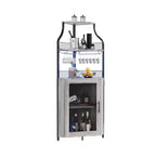 Meuble d'angle de bar à vin avec casier à vin détachable - Meuble de bar avec support en verre, petit buffet, meuble de rangement avec porte en maille