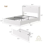 Cadre de lit Boucle avec tête de lit de rangement - Station de charge, lumières LED, cadre de lit plateforme tapissé avec 4 tiroirs de rangement