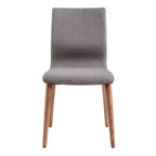 Chaises de salle à manger de style médiéval, placage de noyer, tissu gris