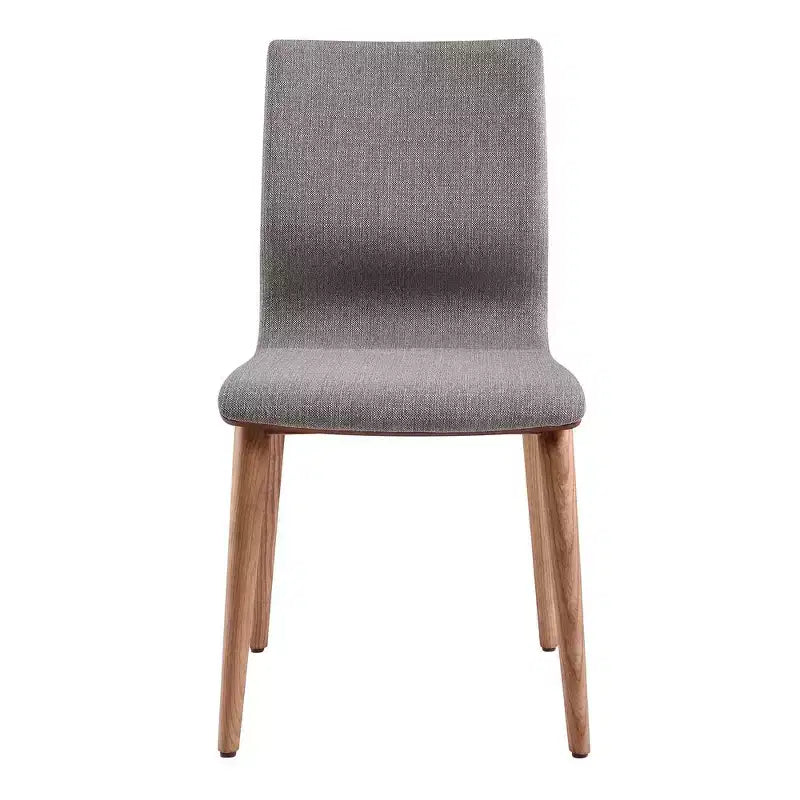 Chaise de salle à manger Robin Mid-Century en noyer et tissu gris - Lot de 2
