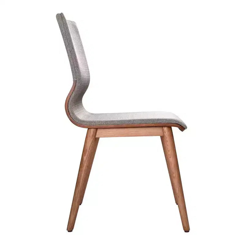 Chaise de salle à manger Robin Mid-Century en noyer et tissu gris - Lot de 2