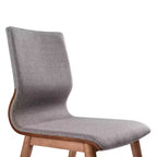 Chaises de salle à manger de style médiéval, placage de noyer, tissu gris