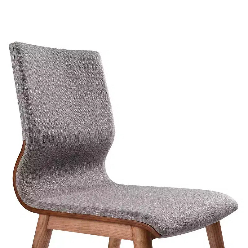 Chaise de salle à manger Robin Mid-Century en noyer et tissu gris - Lot de 2