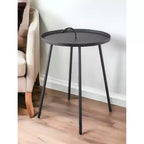 Table d'appoint ronde en acier inoxydable gris de 25 pouces