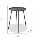 Table d'appoint ronde en acier inoxydable gris de 25 pouces