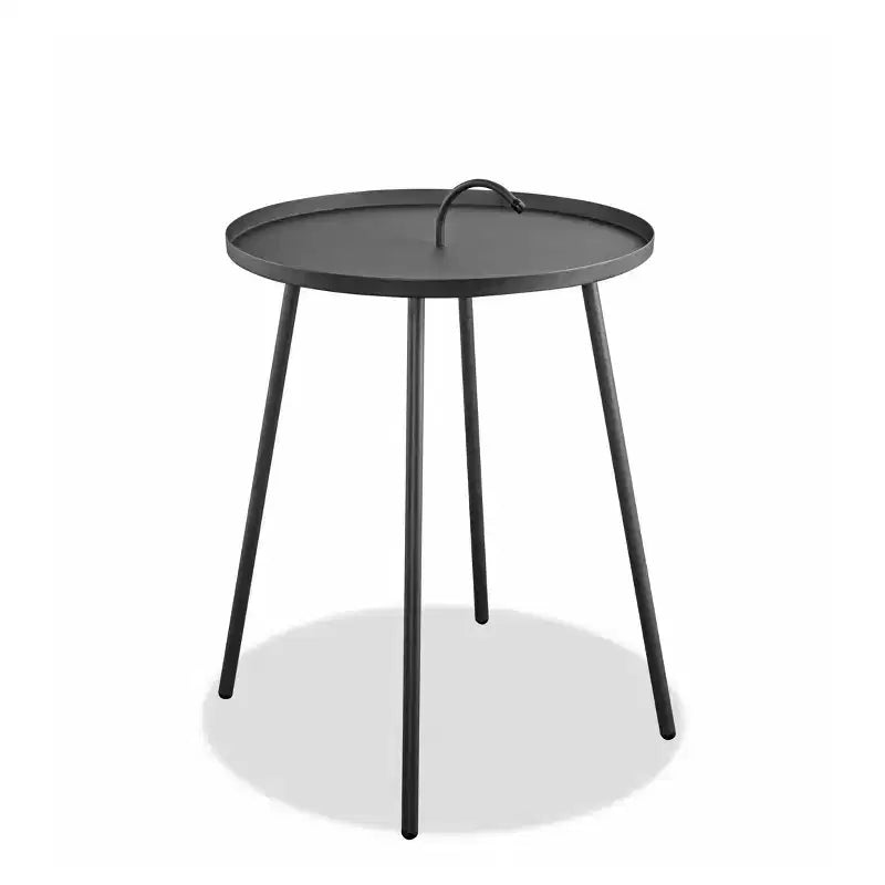 Table d'appoint ronde en acier inoxydable gris de 25 pouces