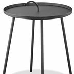 Table d'appoint ronde en acier inoxydable gris de 25 pouces