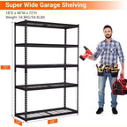 Étagère de garage robuste et réglable, 122 x 46 x 183 cm (L x l x H), étagère de rangement en métal d'une capacité de charge de 1134 kg, montage facile