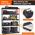 Étagère de garage robuste et réglable, 122 x 46 x 183 cm (L x l x H), étagère de rangement en métal d'une capacité de charge de 1134 kg, montage facile
