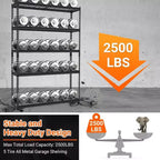 Étagère de garage robuste et réglable, 122 x 46 x 183 cm (L x l x H), étagère de rangement en métal d'une capacité de charge de 1134 kg, montage facile