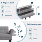 Canapé-lit futon de 89 pouces, canapé-lit moderne avec dossier et accoudoirs réglables, canapé-futon convertible pour salon, chambre à coucher, appartements