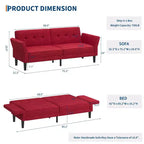 Canapé-lit futon de 89 pouces, canapé-lit moderne avec dossier et accoudoirs réglables, canapé-futon convertible pour salon, chambre à coucher, appartements