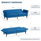 Canapé-lit futon de 89 pouces, canapé-lit moderne avec dossier et accoudoirs réglables, canapé-futon convertible pour salon, chambre à coucher, appartements