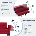 Canapé-lit futon de 89 pouces, canapé-lit moderne avec dossier et accoudoirs réglables, canapé-futon convertible pour salon, chambre à coucher, appartements