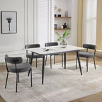 Chaises de salle à manger, chaises du milieu du siècle - Lot de 2 chaises rondes rembourrées en tissu bouclé avec pieds réglables (Gris clair, pieds noirs)