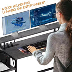 Bureau d'angle réversible en forme de L de 76 po avec tiroir classeur, prises de courant, étagère pour moniteur et rangement, gris, pour bureau à domicile