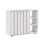 Meuble de rangement à chaussures en bois à 3 niveaux avec portes et étagères ouvertes réglables sur 3 niveaux, coloris naturel/blanc/noyer clair/noir/jaune