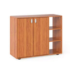 Meuble de rangement à chaussures en bois à 3 niveaux avec portes et étagères ouvertes réglables sur 3 niveaux, coloris naturel/blanc/noyer clair/noir/jaune