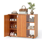 Costway 3-Tier Wooden Shoe Storage Organizer with Doors & 3-Level Adjustable Open Shelves Natural/White/Light walnut/Black/Yellow