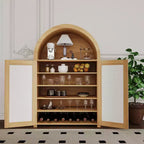 Meuble à chaussures 5 niveaux avec portes en rotin et étagères réglables pour entrée, couloir, salon, bois naturel