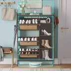 Meuble à chaussures 3 niveaux en rotin avec tiroirs basculants et étagères réglables, grille supérieure, organisateur de rangement de chaussures étroit pour entrée, couloir ou chambre