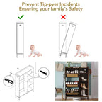 Meuble à chaussures 3 niveaux en rotin avec tiroirs basculants et étagères réglables, grille supérieure, organisateur de rangement de chaussures étroit pour entrée, couloir ou chambre