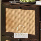 Meuble à chaussures 3 niveaux en rotin avec tiroirs basculants et étagères réglables, grille supérieure, organisateur de rangement de chaussures étroit pour entrée, couloir ou chambre