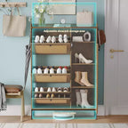 Meuble à chaussures 3 niveaux en rotin avec tiroirs basculants et étagères réglables, grille supérieure, organisateur de rangement de chaussures étroit pour entrée, couloir ou chambre
