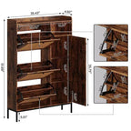 Meuble à chaussures 3 niveaux en rotin avec tiroirs basculants et étagères réglables, grille supérieure, organisateur de rangement de chaussures étroit pour entrée, couloir ou chambre