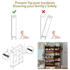 Meuble à chaussures 3 niveaux en rotin avec tiroirs basculants et étagères réglables, grille supérieure, organisateur de rangement de chaussures étroit pour entrée, couloir ou chambre