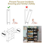 Meuble à chaussures 3 niveaux en rotin avec tiroirs basculants et étagères réglables, grille supérieure, organisateur de rangement de chaussures étroit pour entrée, couloir ou chambre