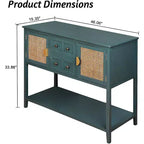 Console d'appoint en rotin avec 2 tiroirs, table de canapé étroite en bois avec rangement, table d'entrée à 2 niveaux pour salon, couloir, hall d'entrée