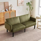 Canapé futon convertible moderne de 75'', canapé futon en bois massif rembourré, causeuse réglable en tissu pour salon