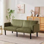 Canapé futon convertible moderne de 75'', canapé futon en bois massif rembourré, causeuse réglable en tissu pour salon