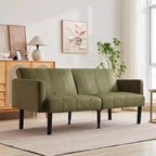 Canapé futon convertible moderne de 75'', canapé futon en bois massif rembourré, causeuse réglable en tissu pour salon